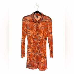 Wild Fable 70s Tie-Dye Print Sheer Mesh Button Down Sheer Coachella Dress Sz S